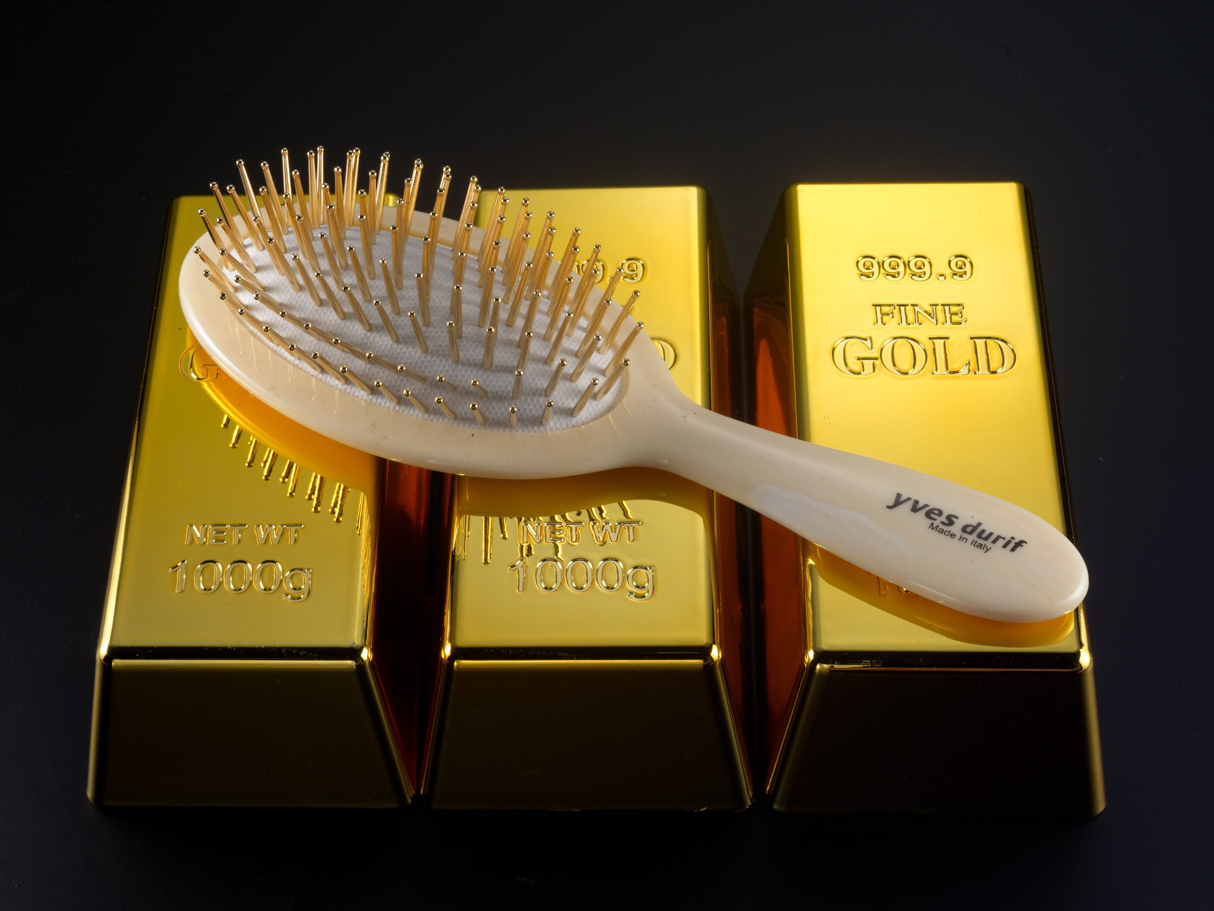 gold and Ivory hair brush Amazon.com : Gold Hair Brush Set - Durable Thermal Aluminum  main image 2