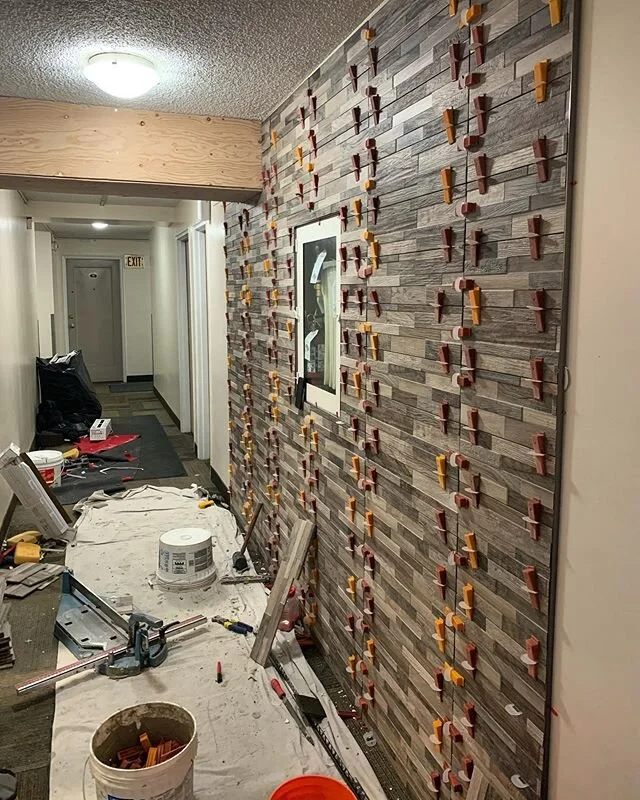 Adding some wall accent tile to bring focus to the leasing site office in one of our clients buildings. We love working with clients to provide a full service approach from providing colour & design samples to the installation and completion of t