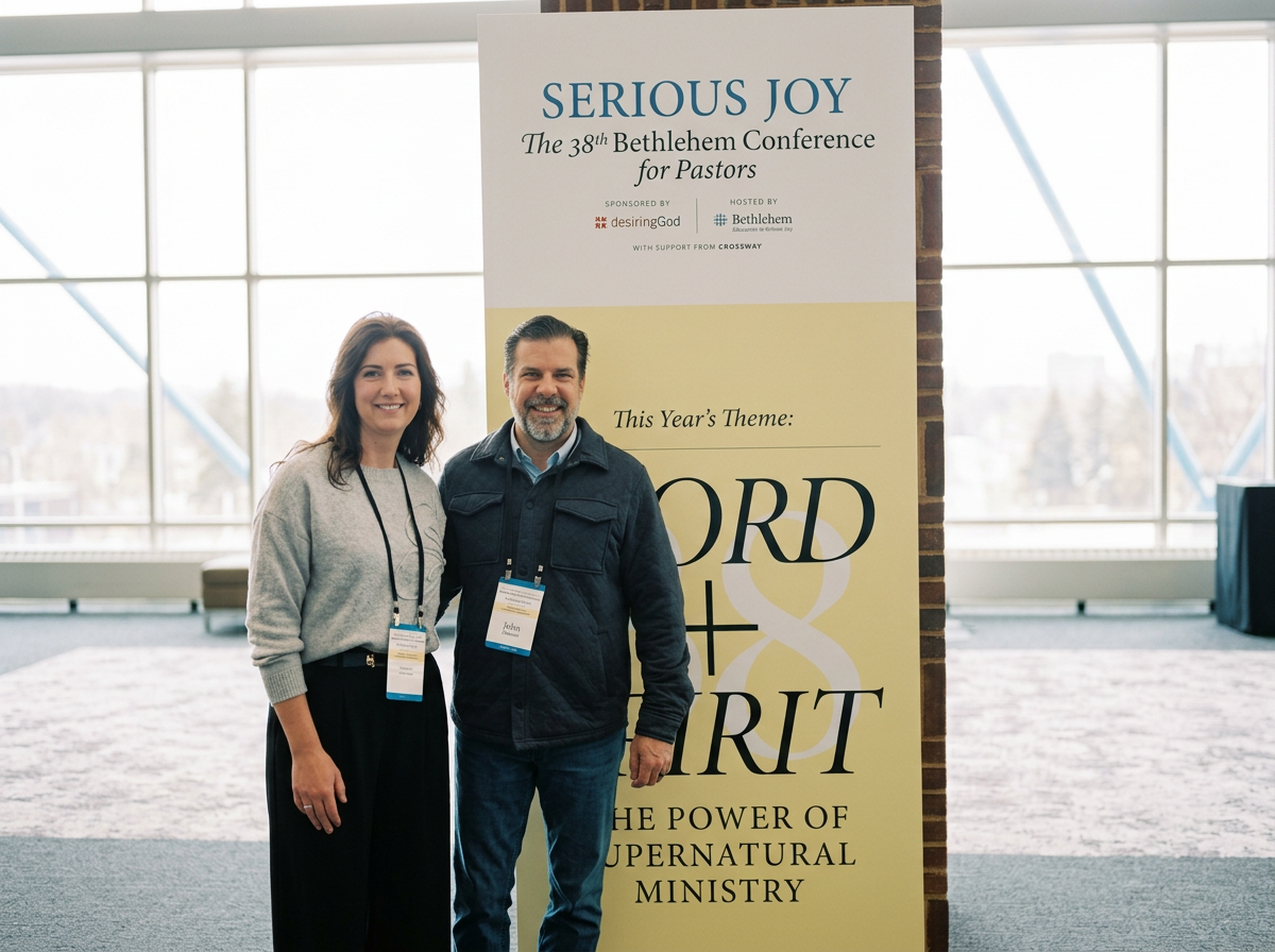 Dr. John Schwandt and wife, Tabithah at the Serious Joy Bethlehem Conference for Pastors 2026 by Desiring God