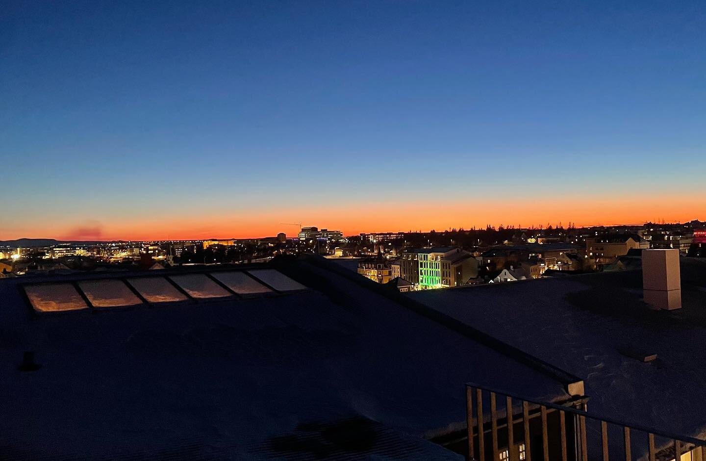 Sunset from our terrace with the smoke from the most recent volcanic eruption making an appearance #sunset #rooftopview