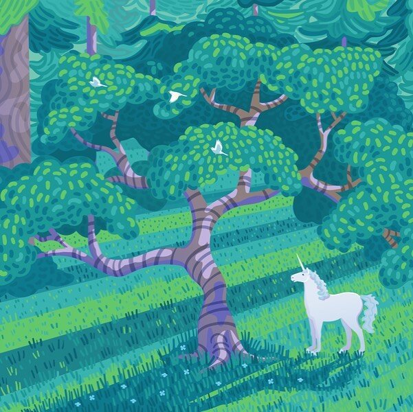 🦄 unicorn sighting 🦄
&bull;
&bull;
&bull;
#unicorn #forest #fantasyart #fairytale #illustrationartists #illustration #illustrationoftheday #illustrationart #artist #art