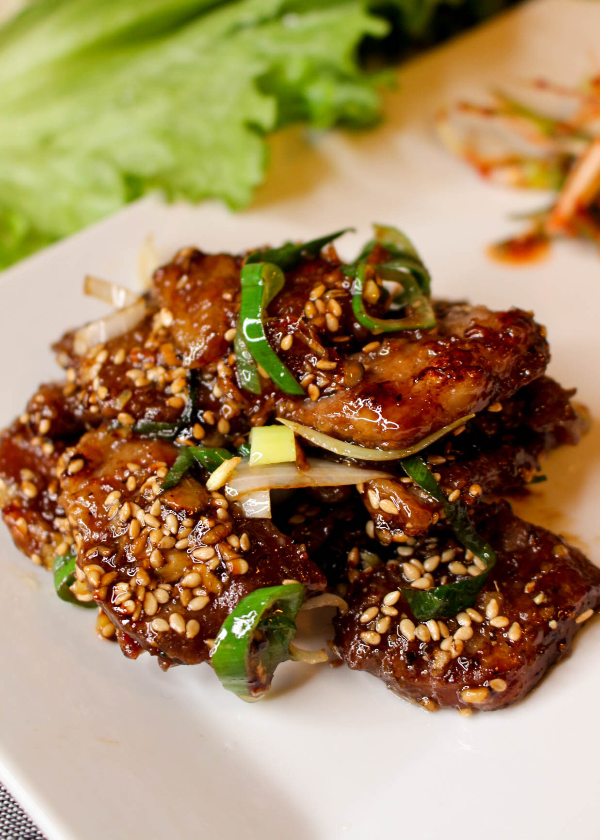 Soy-Braised Pork with green onion salad is delicious!
