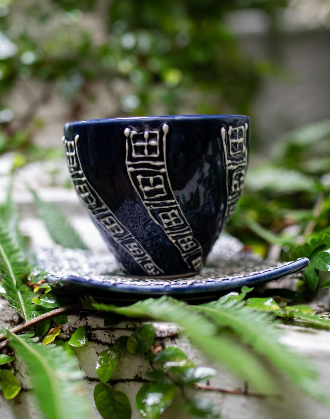 Hand crafted Baltic ceramic cup and saucer