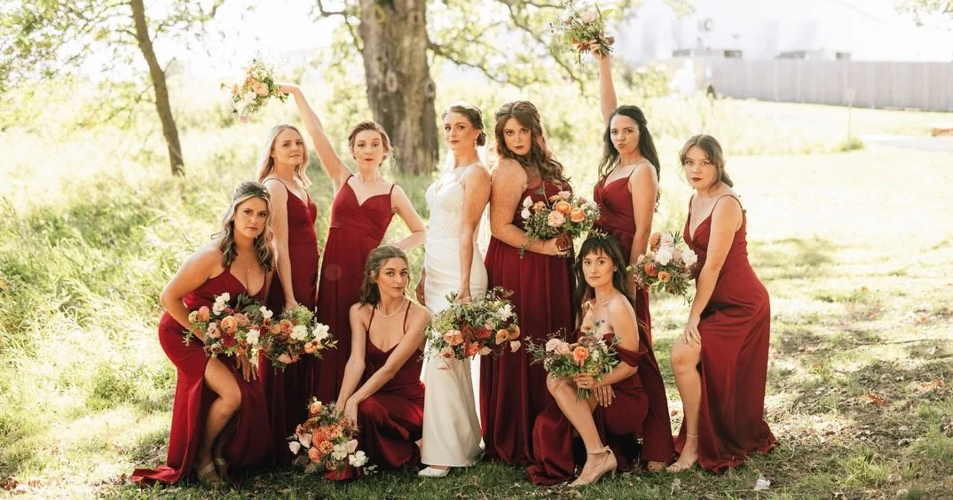 Squad goals. Tag your ride-or-die bridesmaids 👇🏻

Venue&nbsp;@bavaria_downs
Floral&nbsp;@wilderlandfloral
Planner&nbsp;@golden.harvest.events
Photographer&nbsp;@bethanyjacksonphotography
DJ/Photo booth&nbsp;@lenseonrecords
Ceremony/Cocktail Music&n