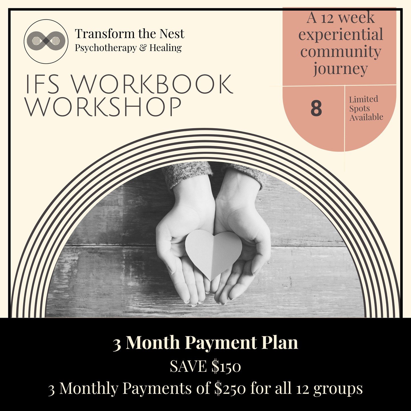 We still have a couple spots for the IFS Workbook group. I have no doubt this will be a powerful group to learn about your parts in community with other women. We are offering a payment plan and still have to Early Bird Special available. This will b