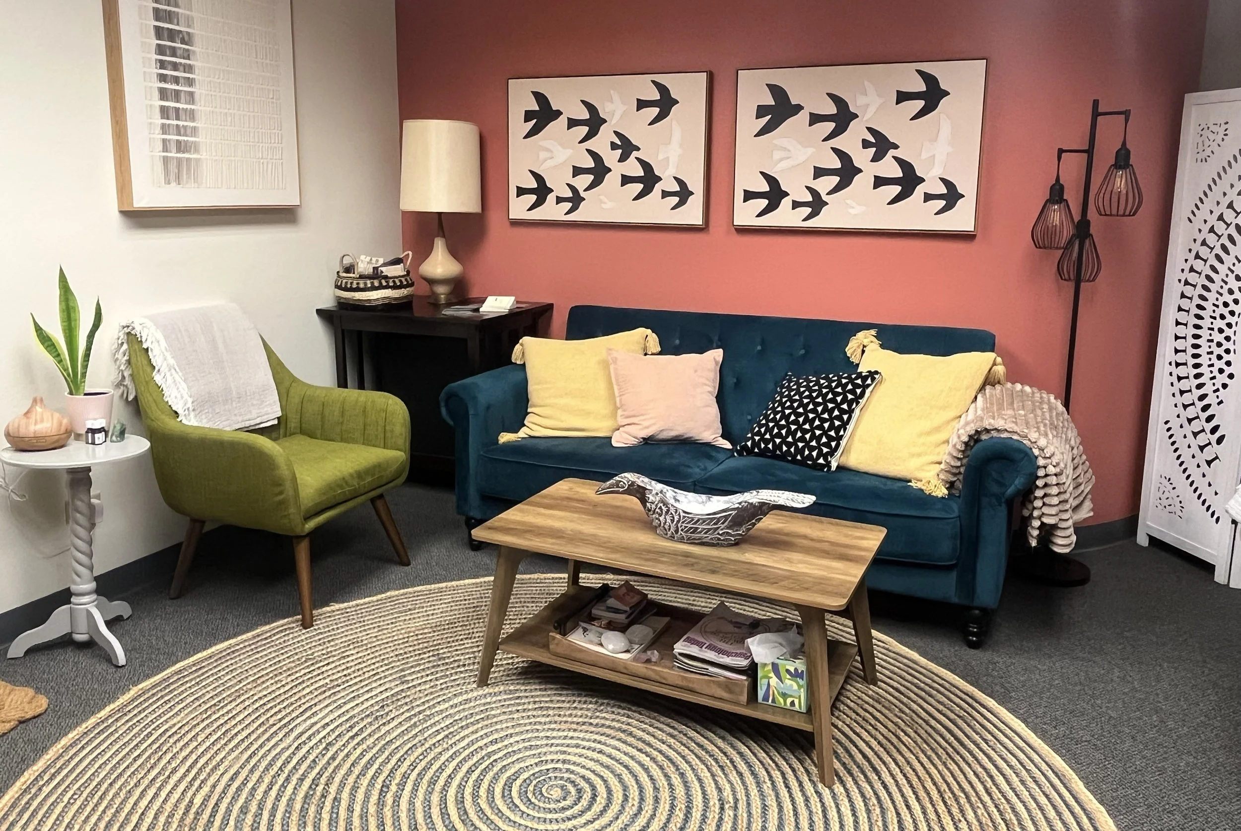 Boutique waiting area for Psychotherapy practice in Fort Collins, CO