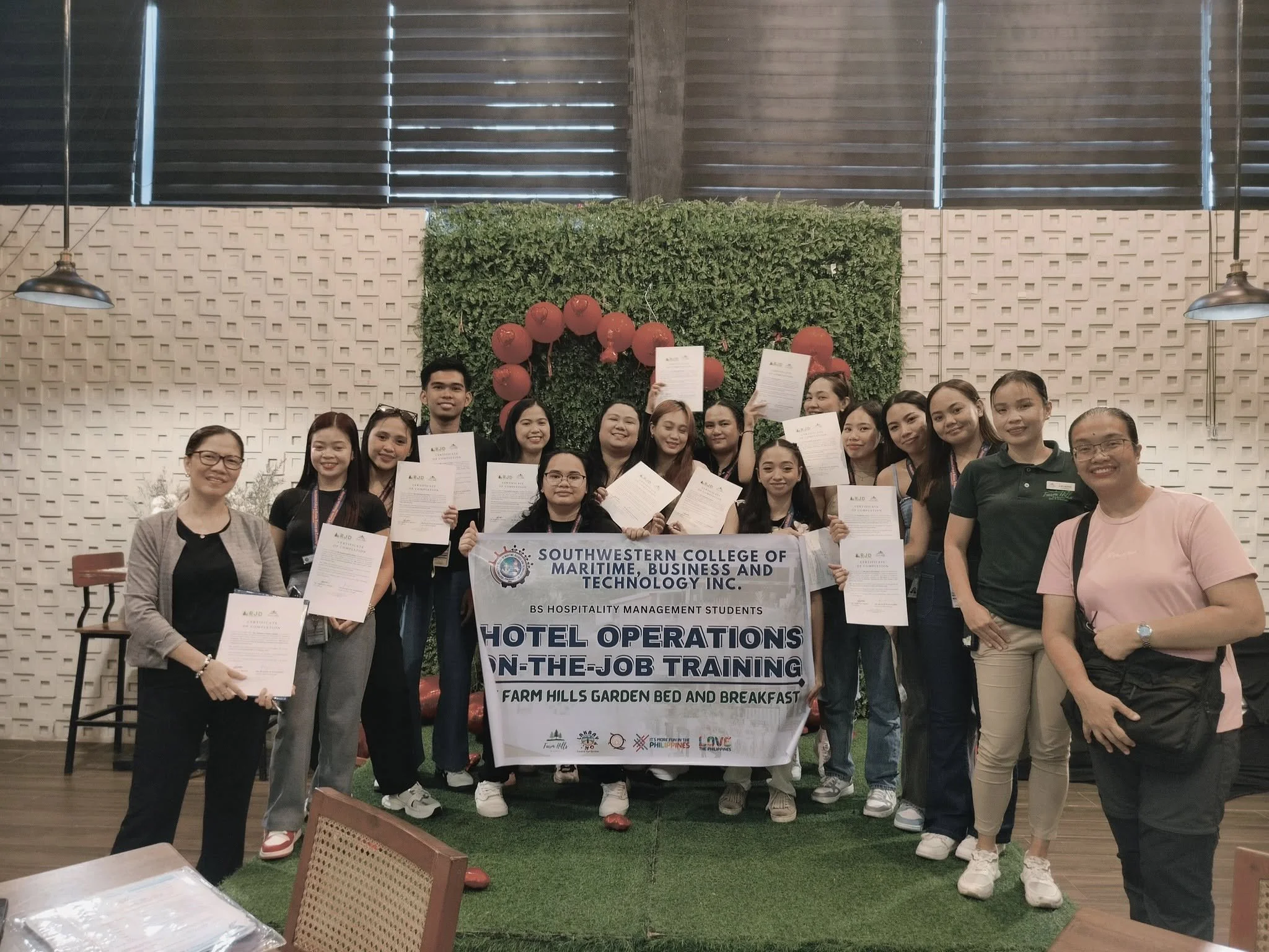 OJT at Farm Hills Garden Hotel, Silang Cavite.