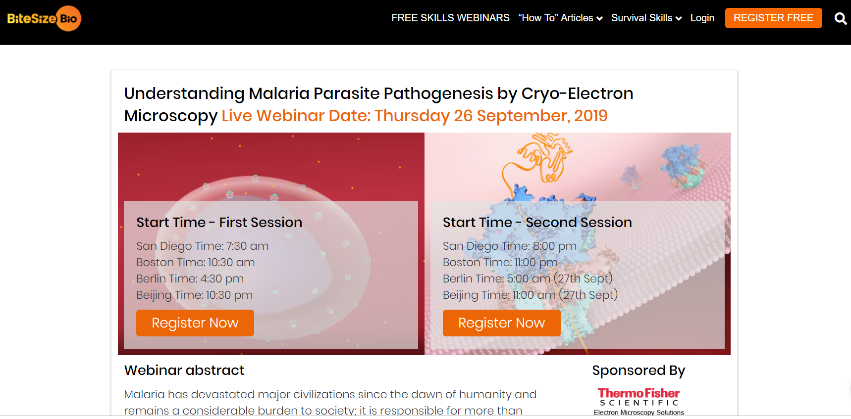 Thermo Fisher Scientific Webinar on Malaria and CryoEM