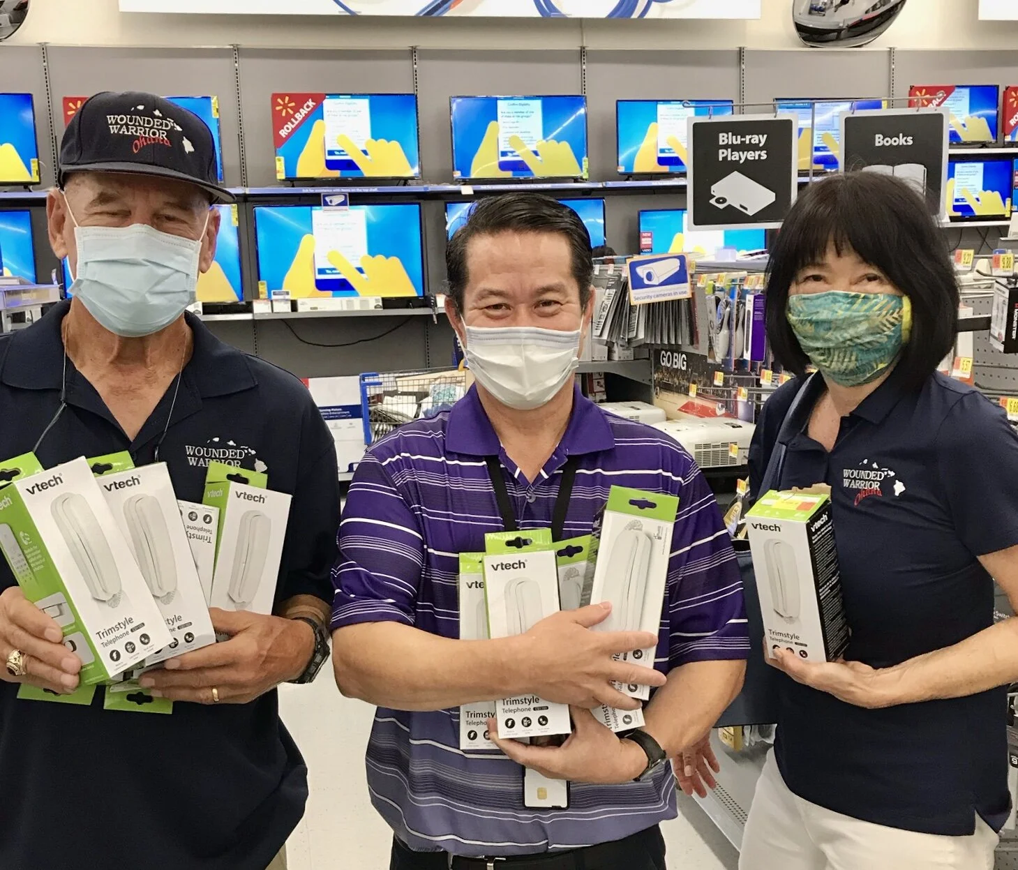 Armfuls of phones were given to the VA for use by their clients.