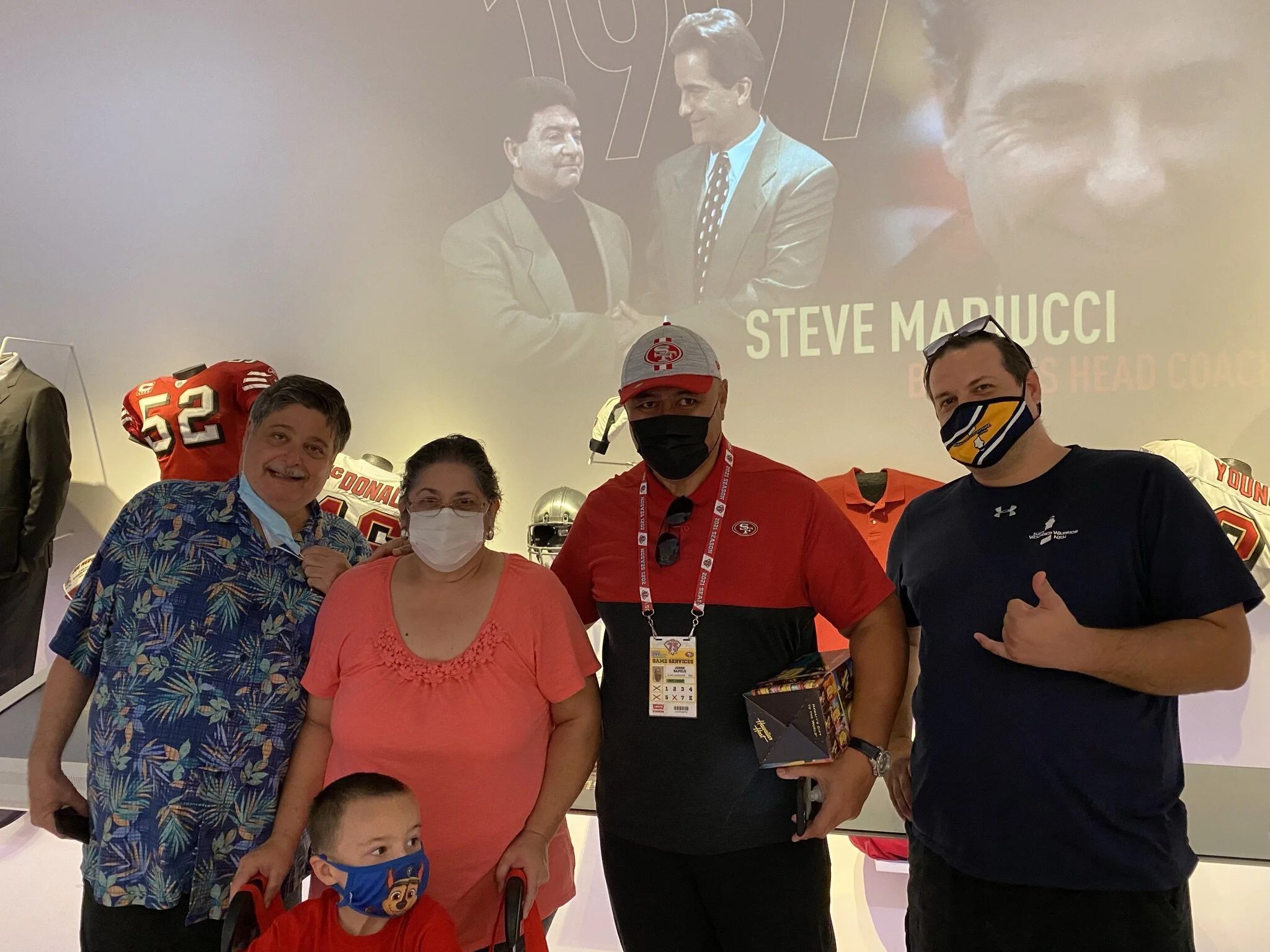 Touring Levi’s Stadium Museum with former Hawaii resident and 49er, Jessie Sapolu.