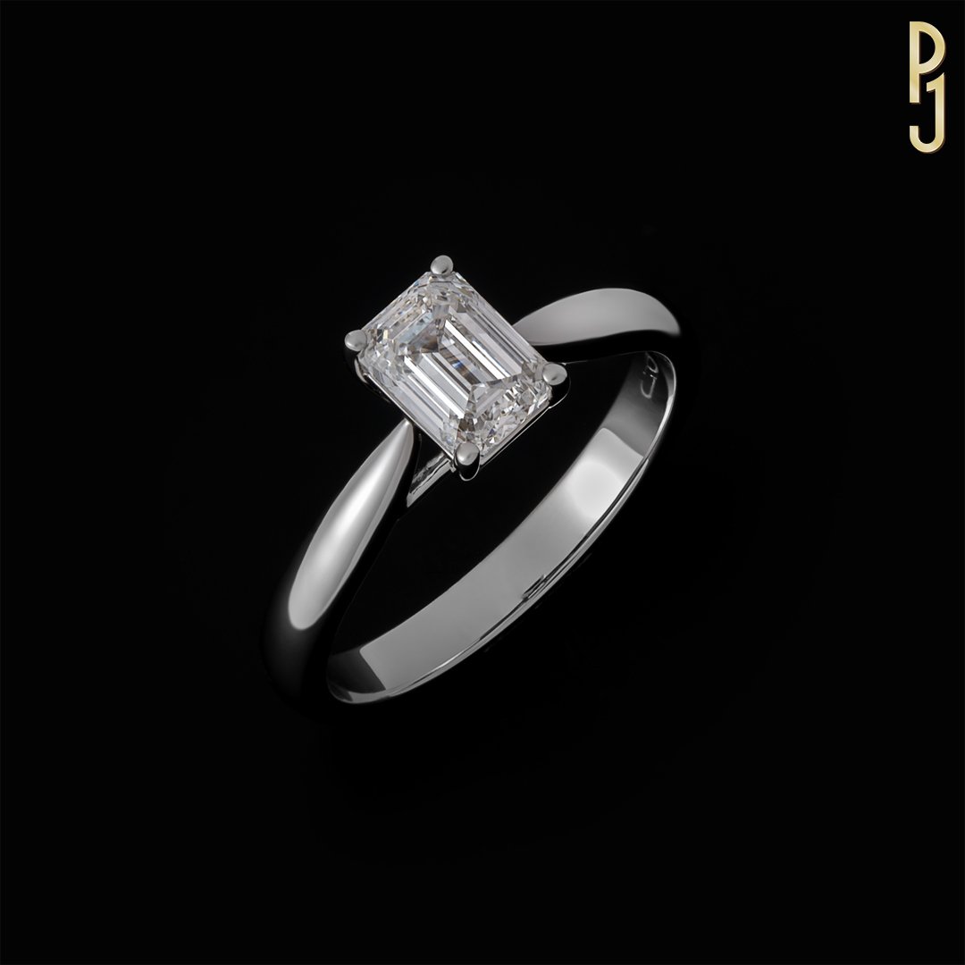 Custom Designed Engagement Ring Emerald Cut Diamond Solitaire Platinum Philip's Jewellery Mackay.jpg