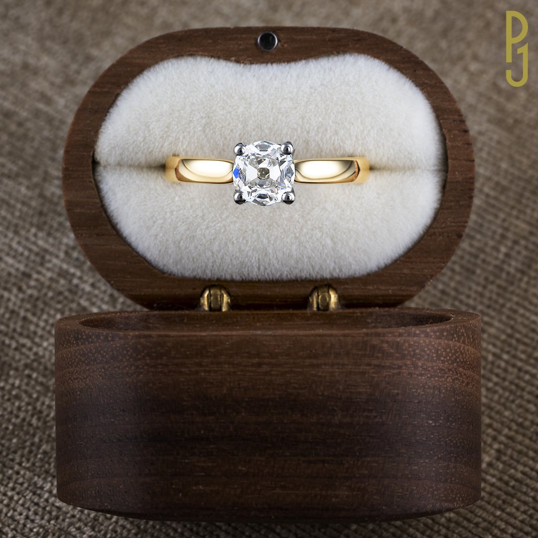 Custom Designed Engagement Ring Old Cut Diamond Solitaire Yellow Gold Philip's Jewellery Mackay.jpg