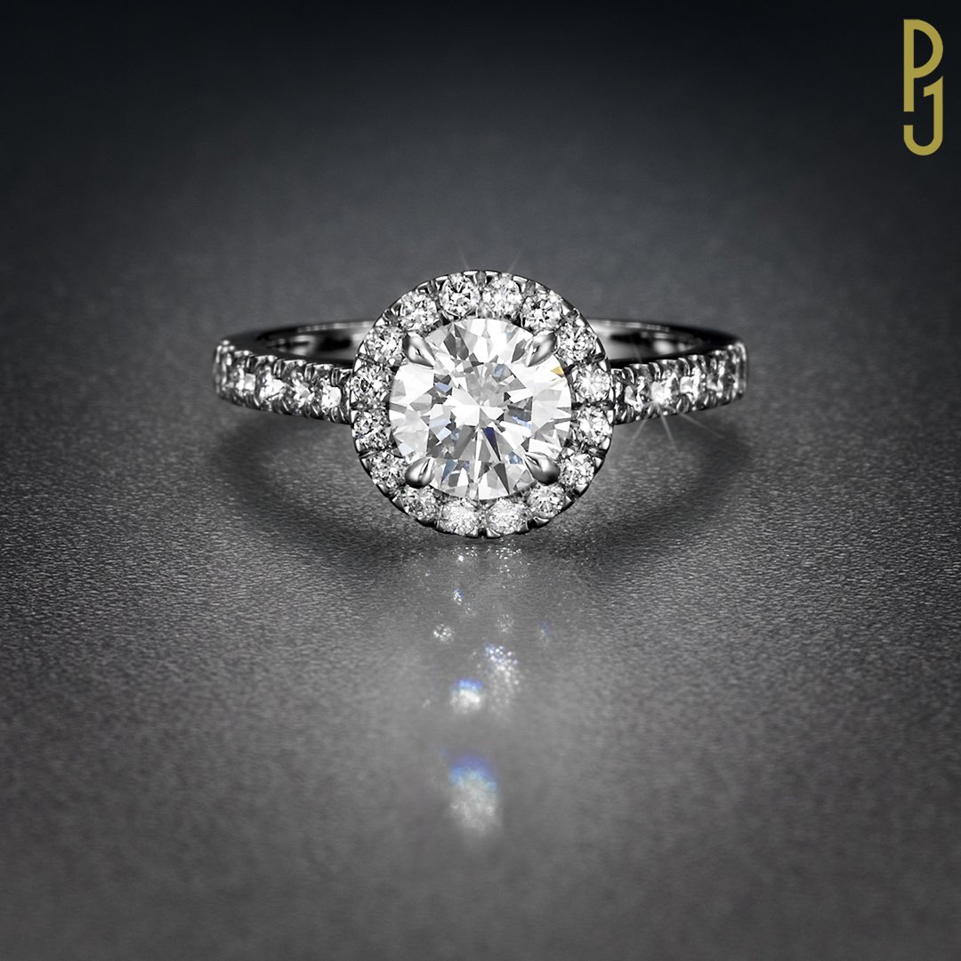 Custom Designed Engagement Ring One Carat Round Brilliant Cut Diamond Halo Philip's Jewellery Mackay.jpg