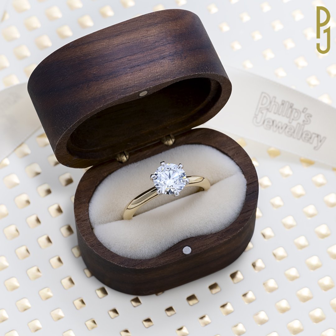 Custom Designed Engagement Ring Round Brilliant Cut Diamond Knife Edge Solitaire Platinum Yellow Gold Philip's Jewellery Mackay.jpg