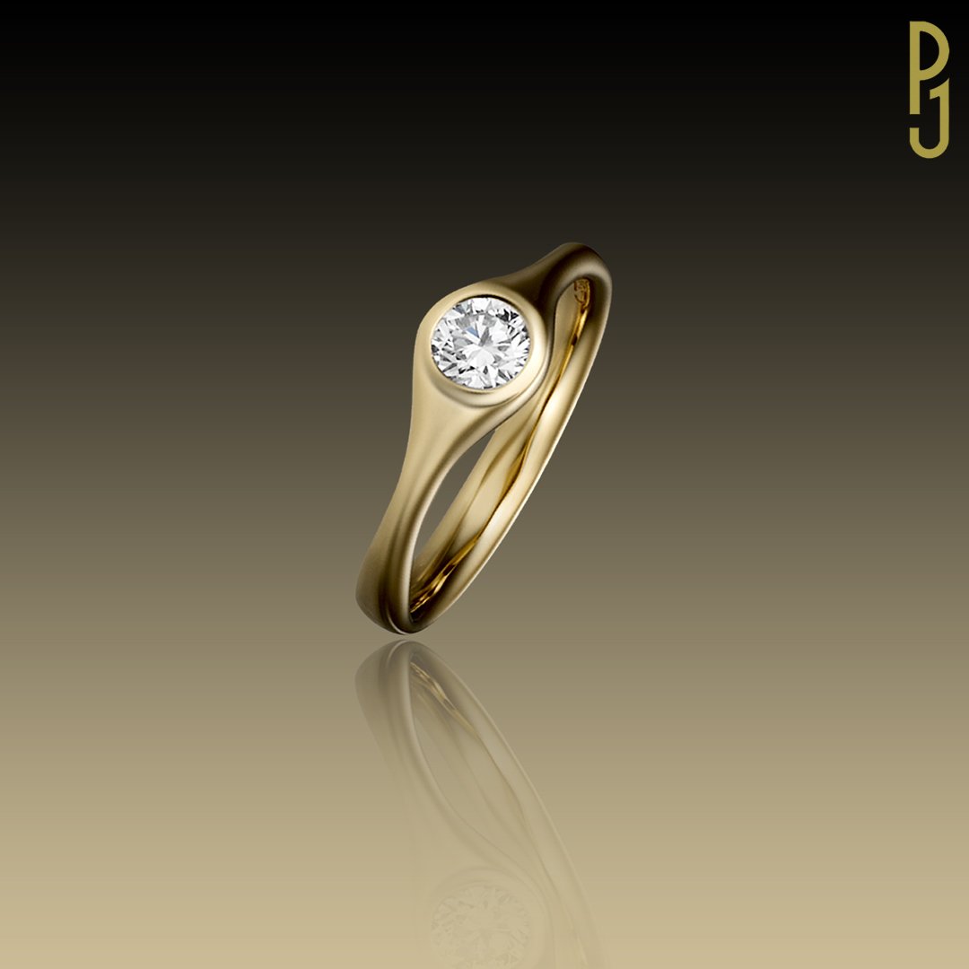 Custom Designed Engagement Ring Round Brilliant Cut Diamond Organic Solitaire Yellow Gold Philip's Jewellery Mackay.jpg