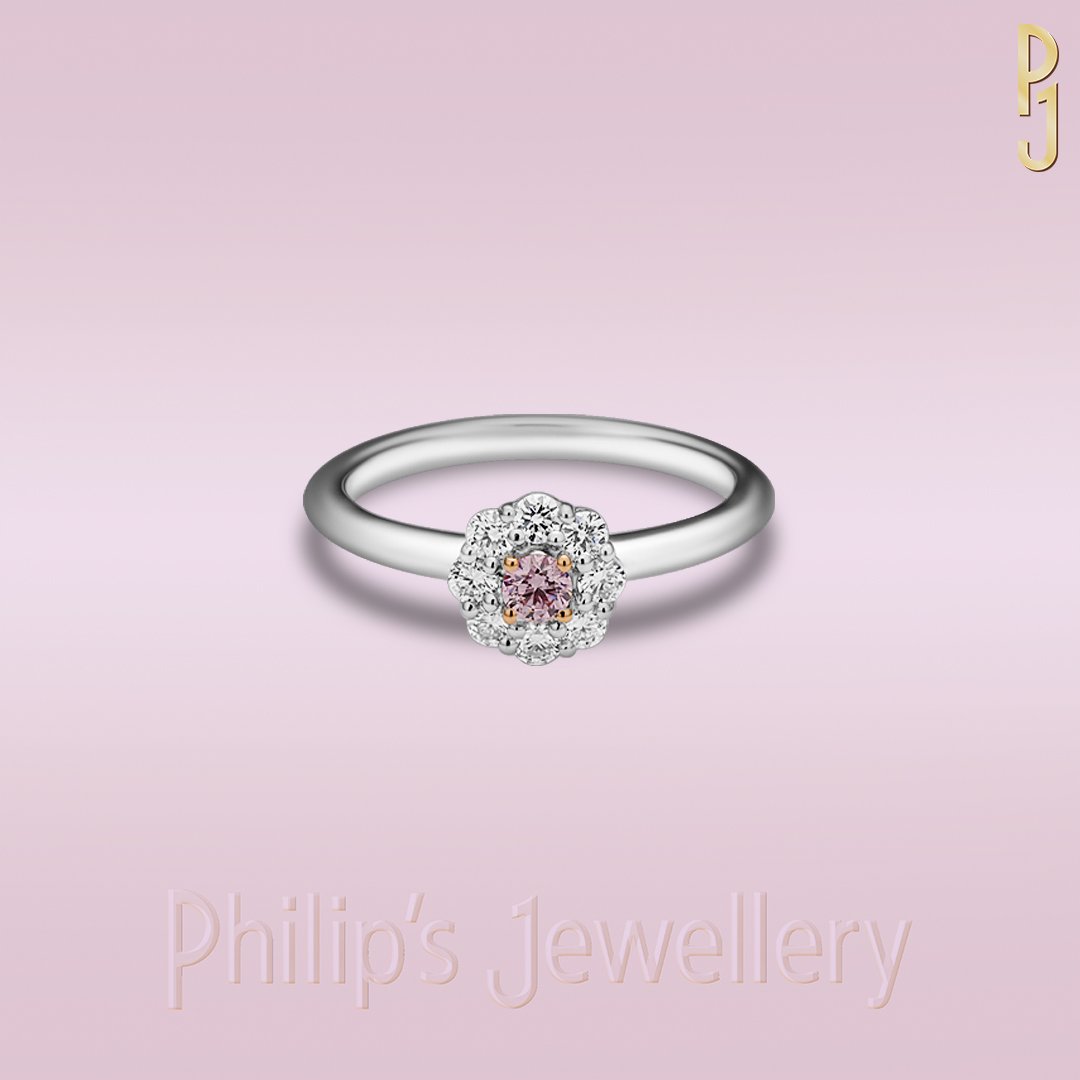 Custom Designed Engagement Ring Argyle Pink Diamond White Diamond Cluster White Gold Rose Gold Philip's Jewellery Mackay .jpg