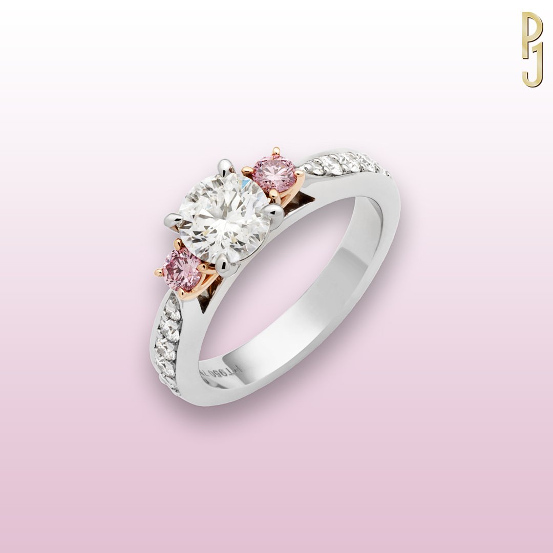 Custom Designed Engagement Ring Certified Argyle Pink Diamond Three Stone Platinum Philip's Jewellery Mackay.jpg