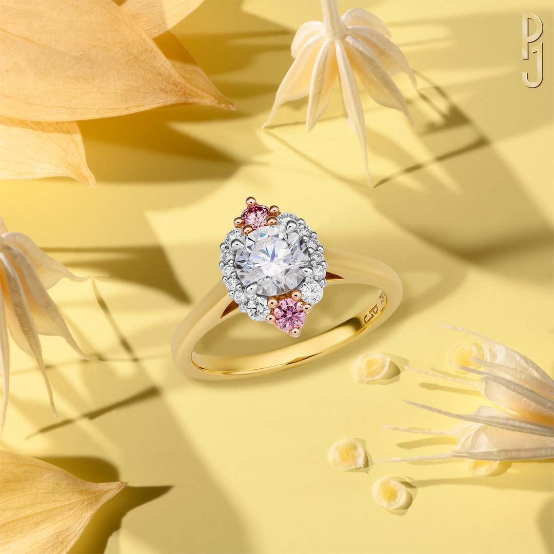 Custom Designed Dress Ring Certified Arglye Pink Diamonds Round Brilliant Cut Halo Rose Gold Yellow Gold Platinum Philip's Jewellery Mackay.jpg