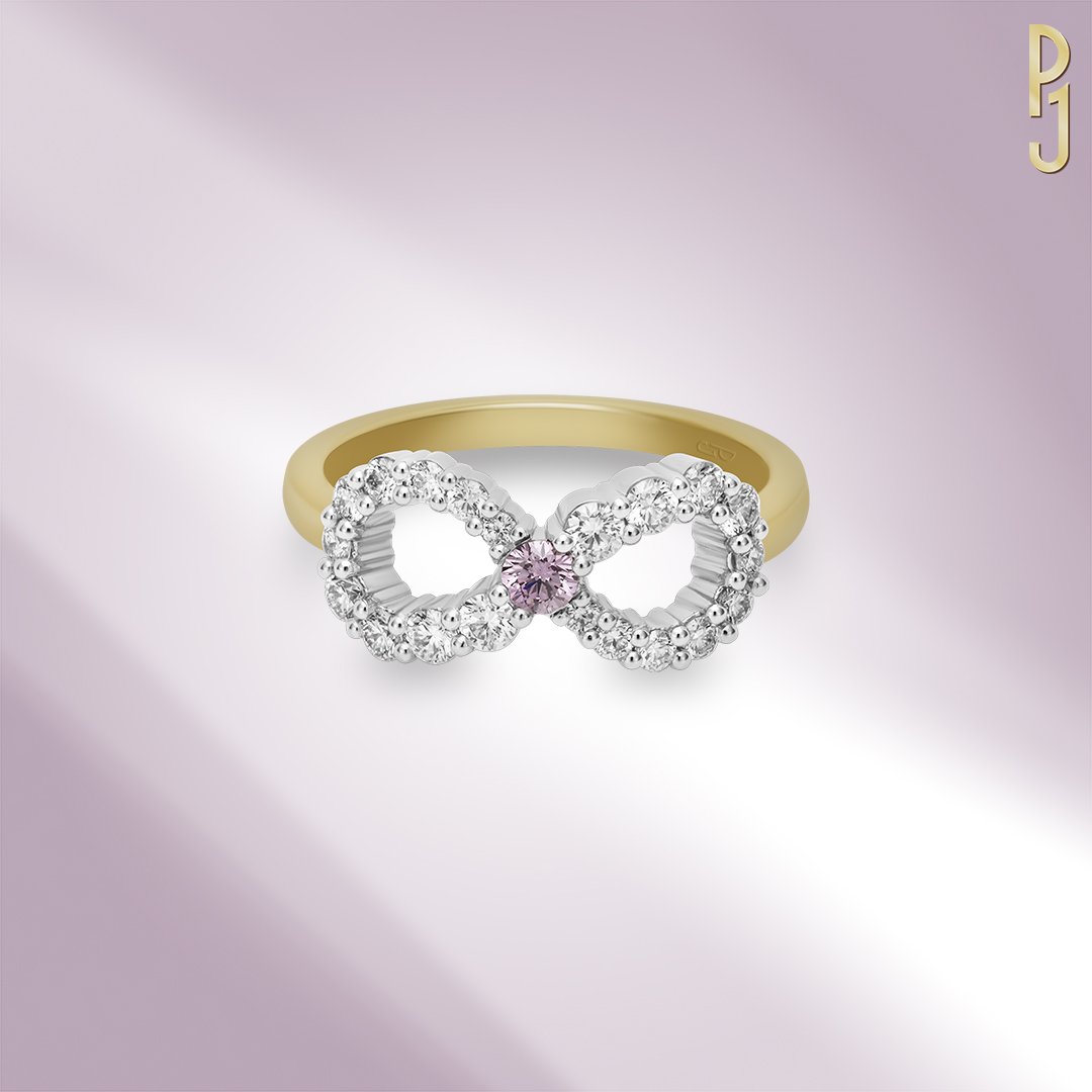 Custom Designed Dress Ring Certified Argyle Pink Diamond Infinity Style Platinum Yellow Gold Philip's Jewellery Mackay .jpg