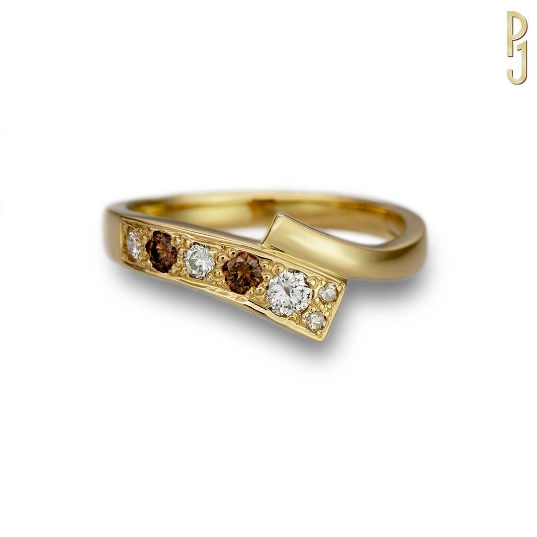 Custom Designed Dress Ring Argyle Chocolate Diamonds Yellow Gold Philip's Jewellery Mackay.jpg