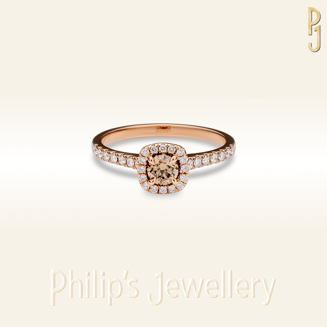 Custom Design Engagement Ring Argyle Chocolate Diamond Round Brilliand Cut Cushion Halo Rose Gold Philip's Jewellery mackay.jpg