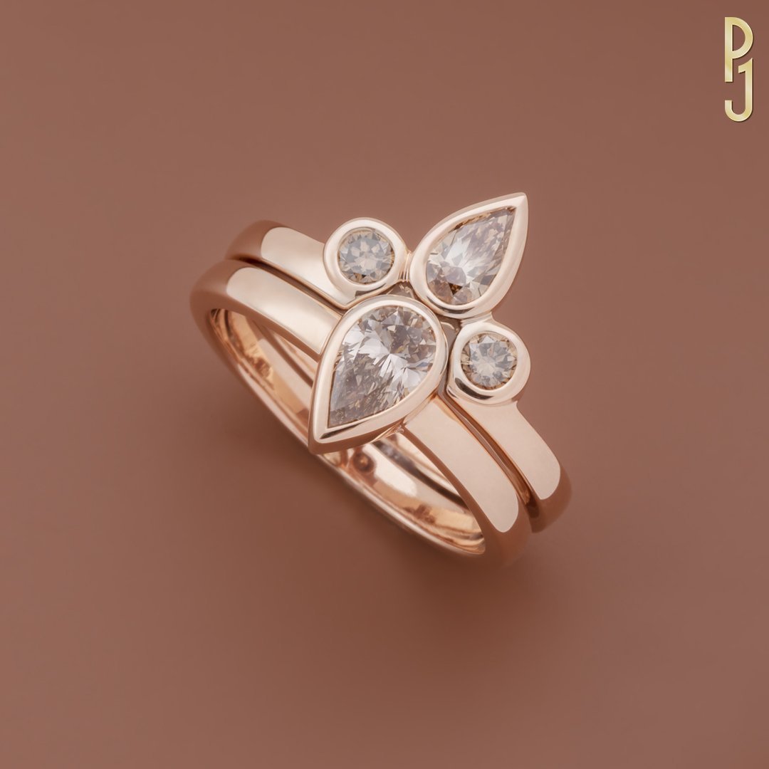 Custom Designed Engagement & Wedding Ring Certified Argyle Chocolate Diamonds Rose Bezel Setting Rose Gold Philip's Jewellery Mackay .jpg