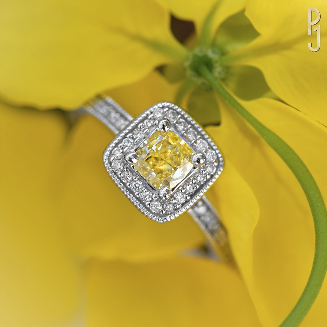 Custom Designed Engagement & Wedding Ring Set Yellow Diamond Radiant Cut Philip's Jewellery Mackay .jpg