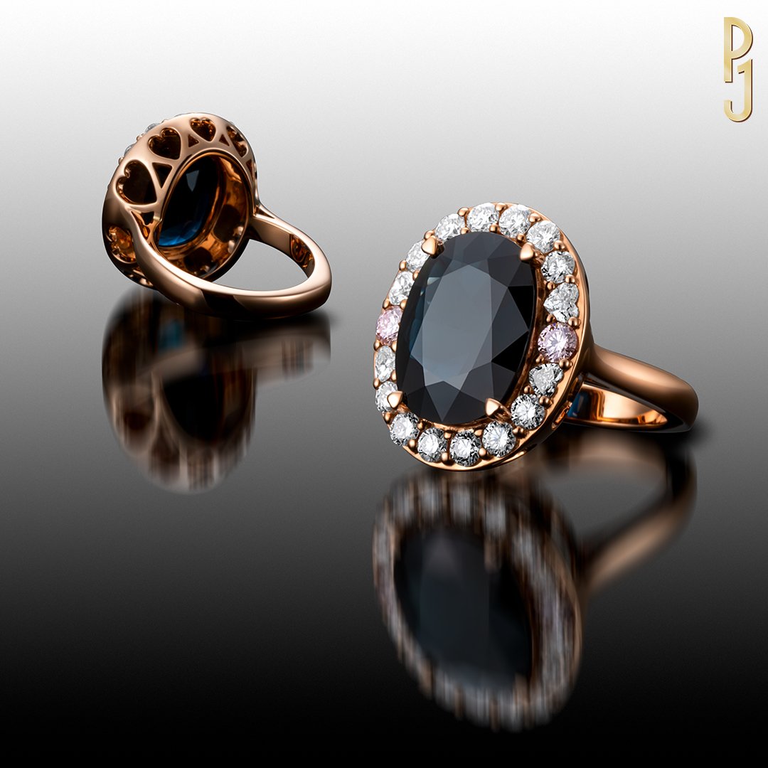 Custom Desiged Engagement Ring Oval Australian Sapphire Argyle Pink Diamond Halo Rose Gold Philip's Jewellery Mackay .jpg