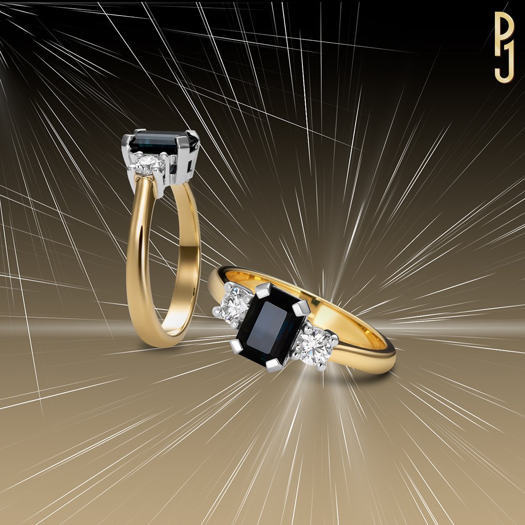 Custom Designed Engagement Ring Australian Sapphire Diamonds Three Stone Platinum Yellow Gold Philip's Jewellery Mackay.jpg