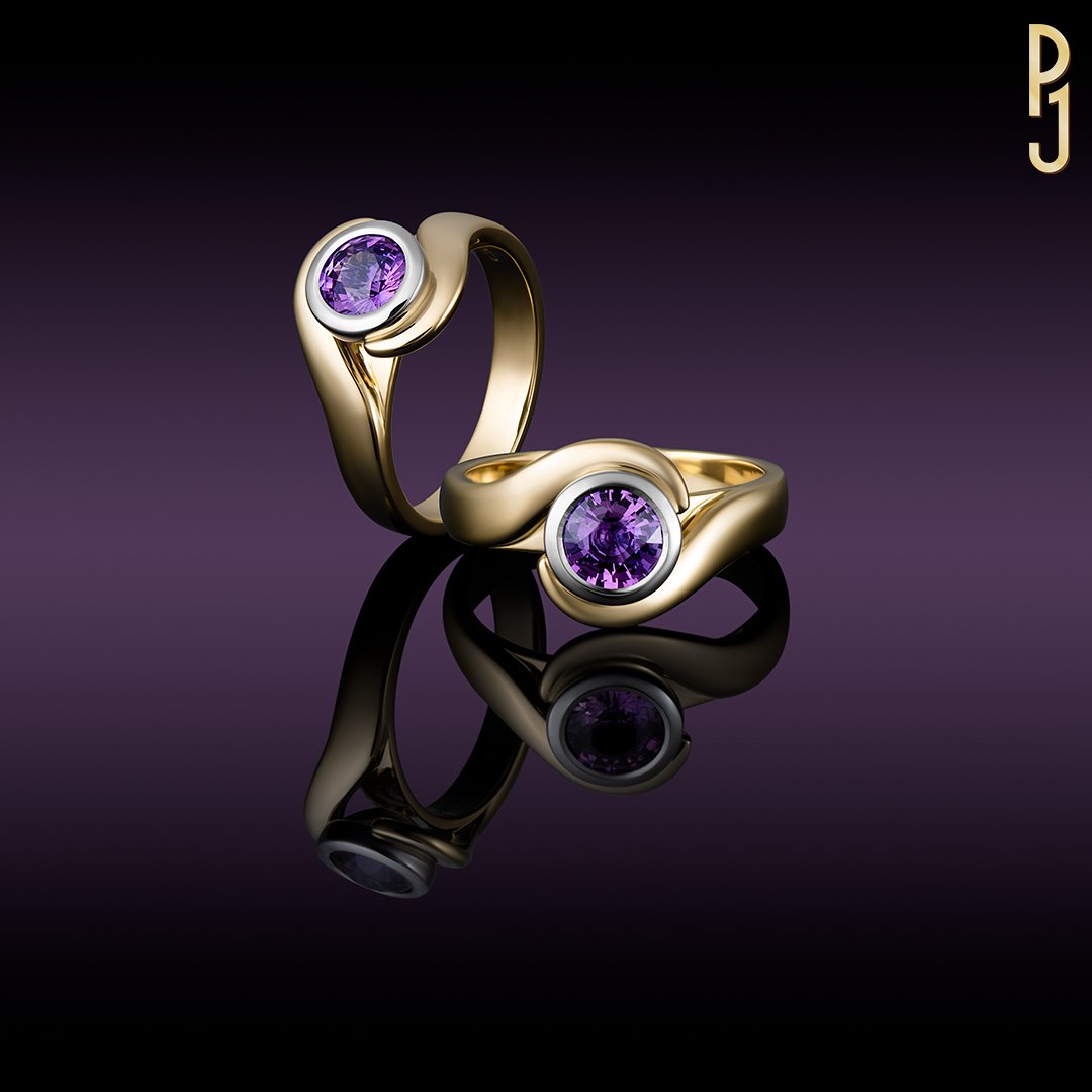 Custom Designed Engagement Ring Sri Lanka Sapphire Purple Violet Platinum Yellow Gold Philip's Jewellery Mackay.jpg