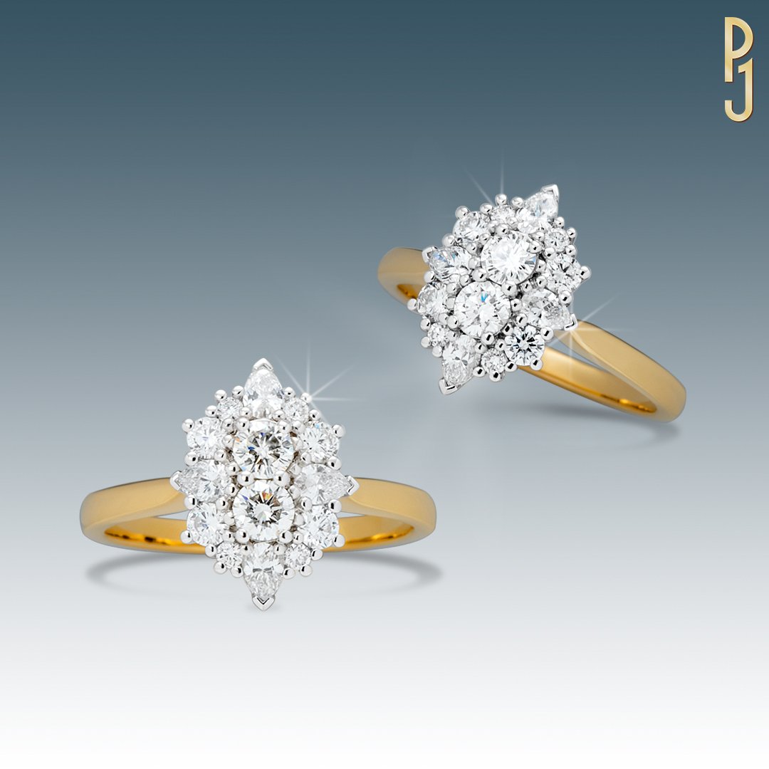 Custom-Designed Dress Ring Diamond Double Snowflake Platinum Yellow Gold Philip's Jewellery Mackay.jpg