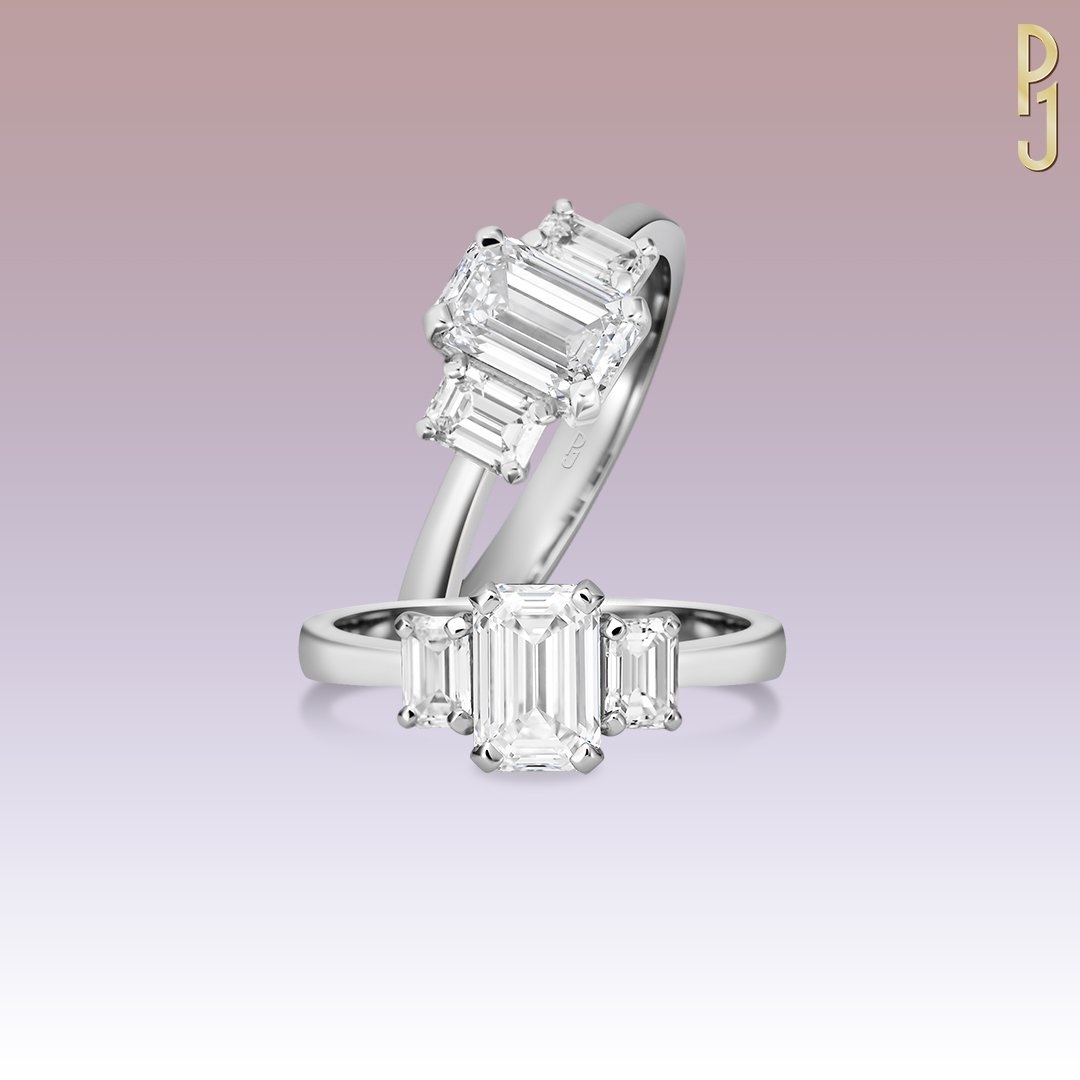Custom-Designed Dress Ring Emerald Cut Diamond Trilogy Platinum Philip's Jewellery Mackay.jpg