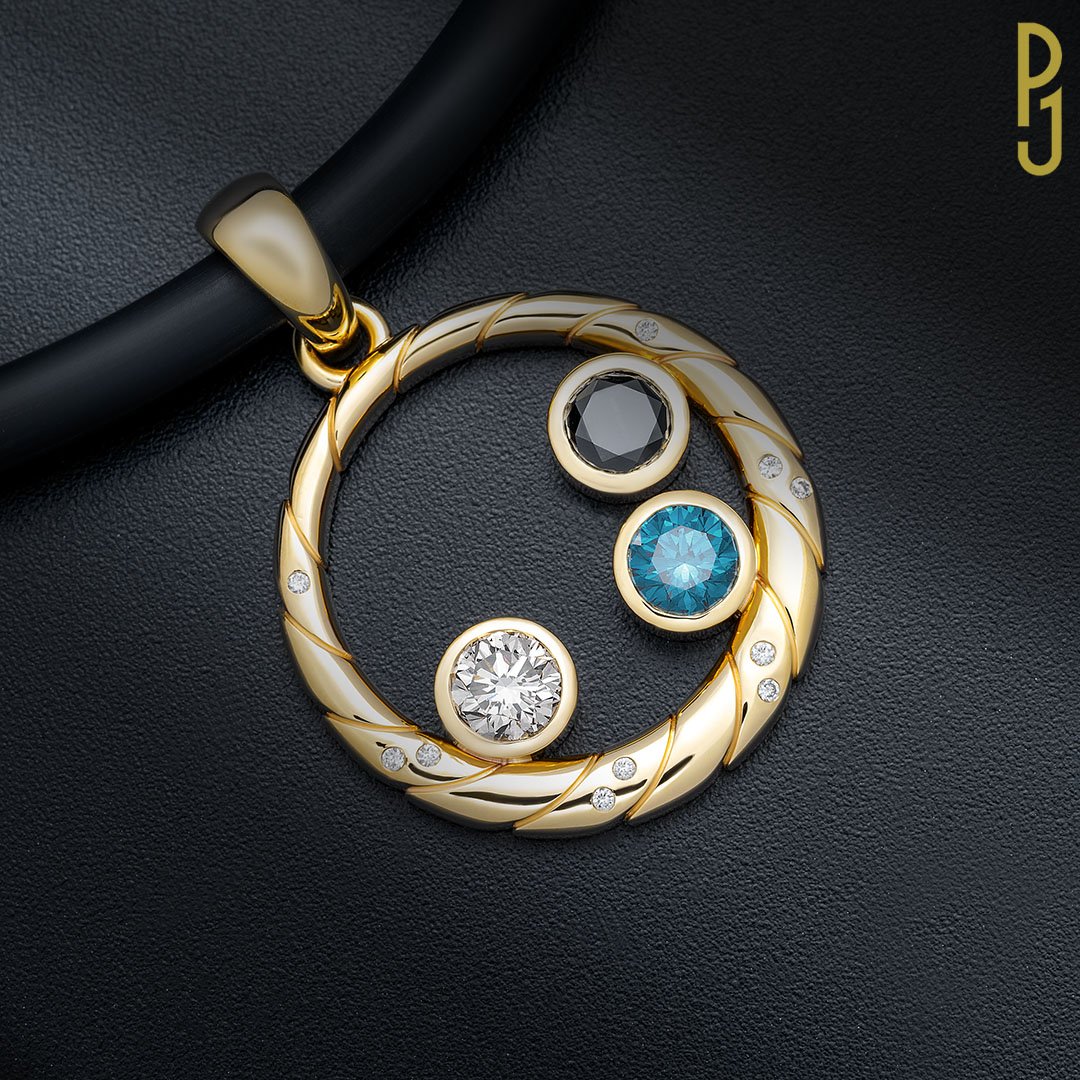 Custom Design Pendant Round Brilliant Cut Diamonds Blue Black White Circle Philip's Jewellery Mackay copy.jpg