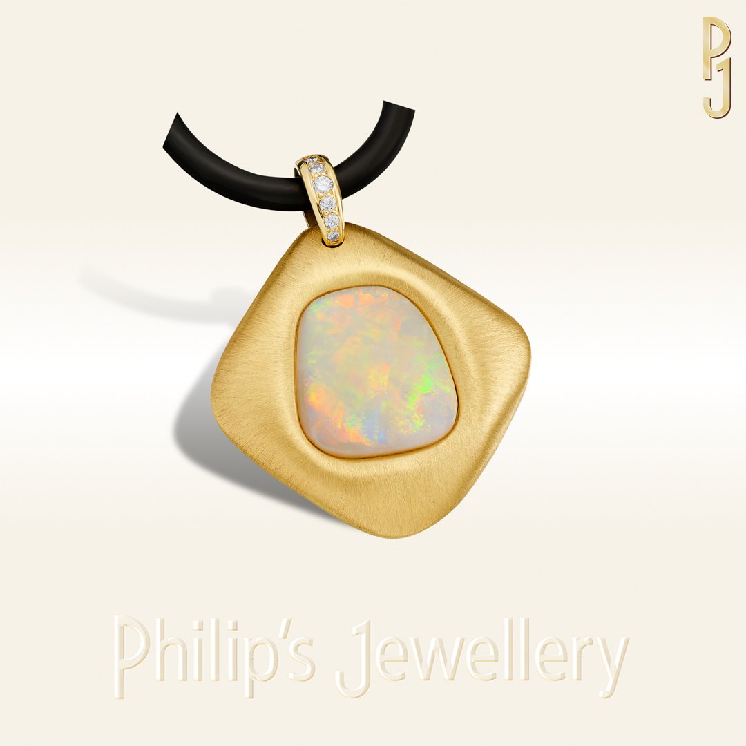 Custom Design Pendant White Opal Yellow Gold Philip's Jewellery Mackay.jpg