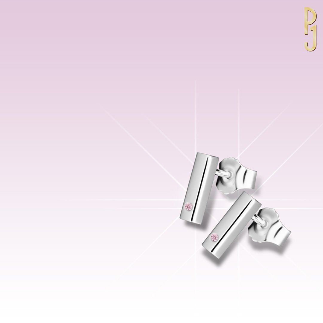 Custom Design Earrings Argyle Pink Diamond Platinum Bar Studs Philip's Jewellery Mackay.jpg