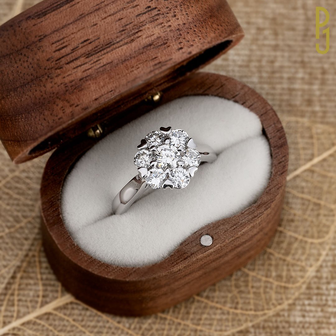Custom Design Engagement Ring Diamond Cluster Heart Claws Platinum Philip's Jewellery Mackay.jpg