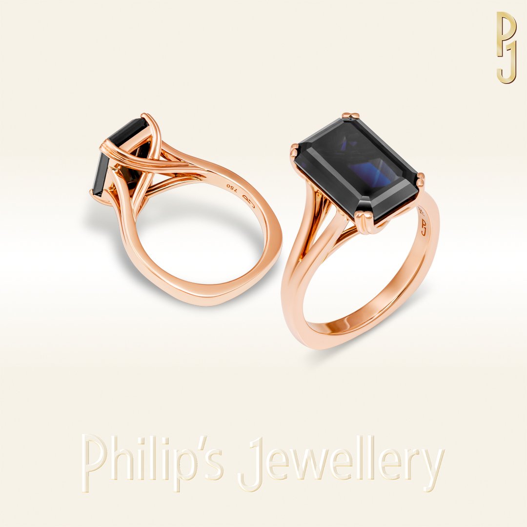 Custom Designed Dress Ring Australian Blue Sapphire Rose Gold Philip's Jewellery Mackay.jpg