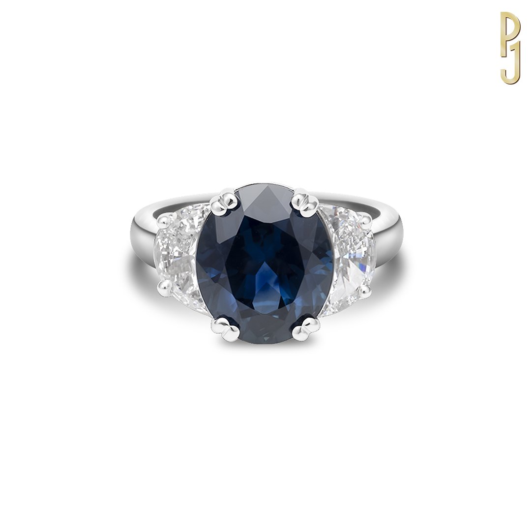 Custom Designed Dress Ring Australian Inverell Sapphire Moon Shape Diamonds Philip's Jewellery Mackay.jpg