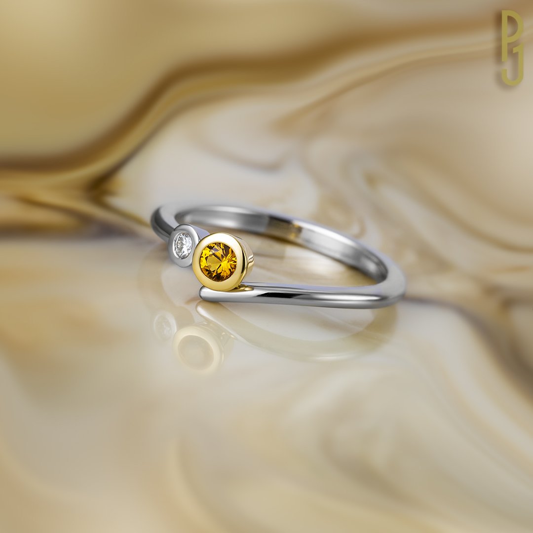 Custom Designed Dress Ring Australian Yellow Sapphire Diamond Platinum Yellow Gold Philip's Jewellery Mackay.jpg