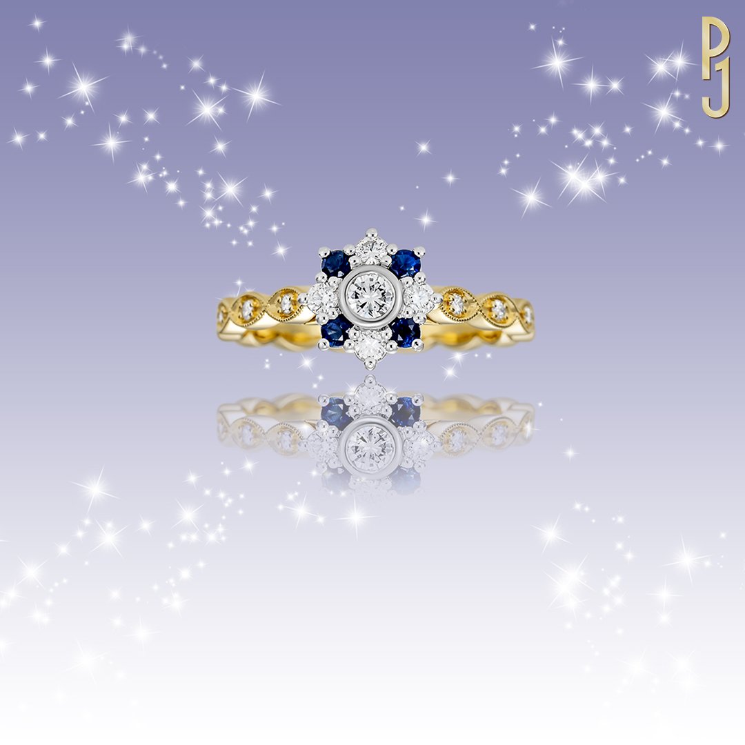 Custom Designed Dress Ring Sapphire Diamond Cluster Platinum Yellow Gold Philip's Jewellery Mackay.jpg