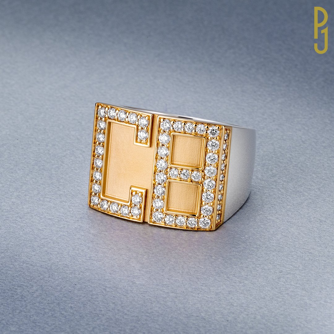 Custom Design Dress Ring Mens Diamond Initials Yellow Gold Silver Philip's Jewellery Mackay.jpg