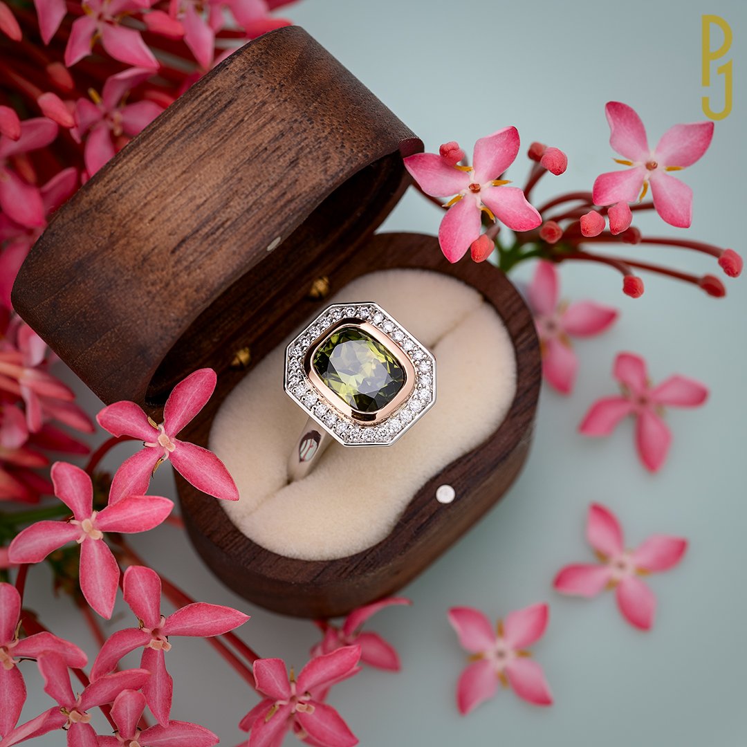 Custom Desiged Engagement Ring Australian Sapphire Cushion with Emerald Diamond Halo Rose Gold Platinum Philip's Jewellery Mackay  copy.jpg