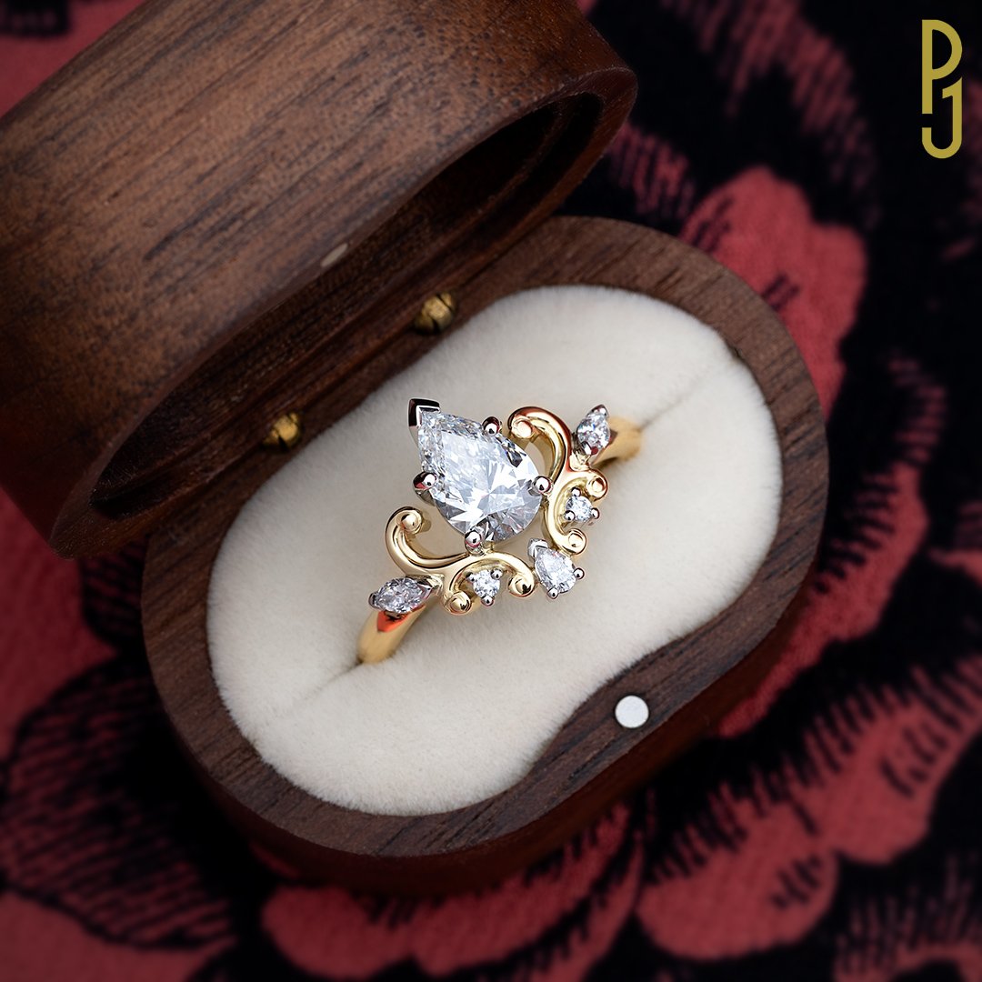 Pear Shape Diamond Vintage Style Engagement Ring Philip's Jewellery <ackay.jpg