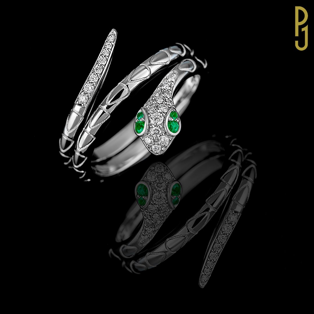 Custom Design Year of the Snake Emerald Eyes Dress Ring Philip's Jewellery Mackay.jpg