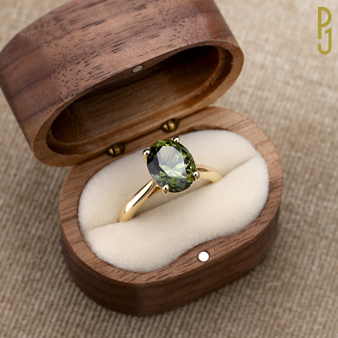 Custom Design Dress Ring Oval Australian Green Sapphire Yellow Gold Philip's Jewellery Mackay.jpg