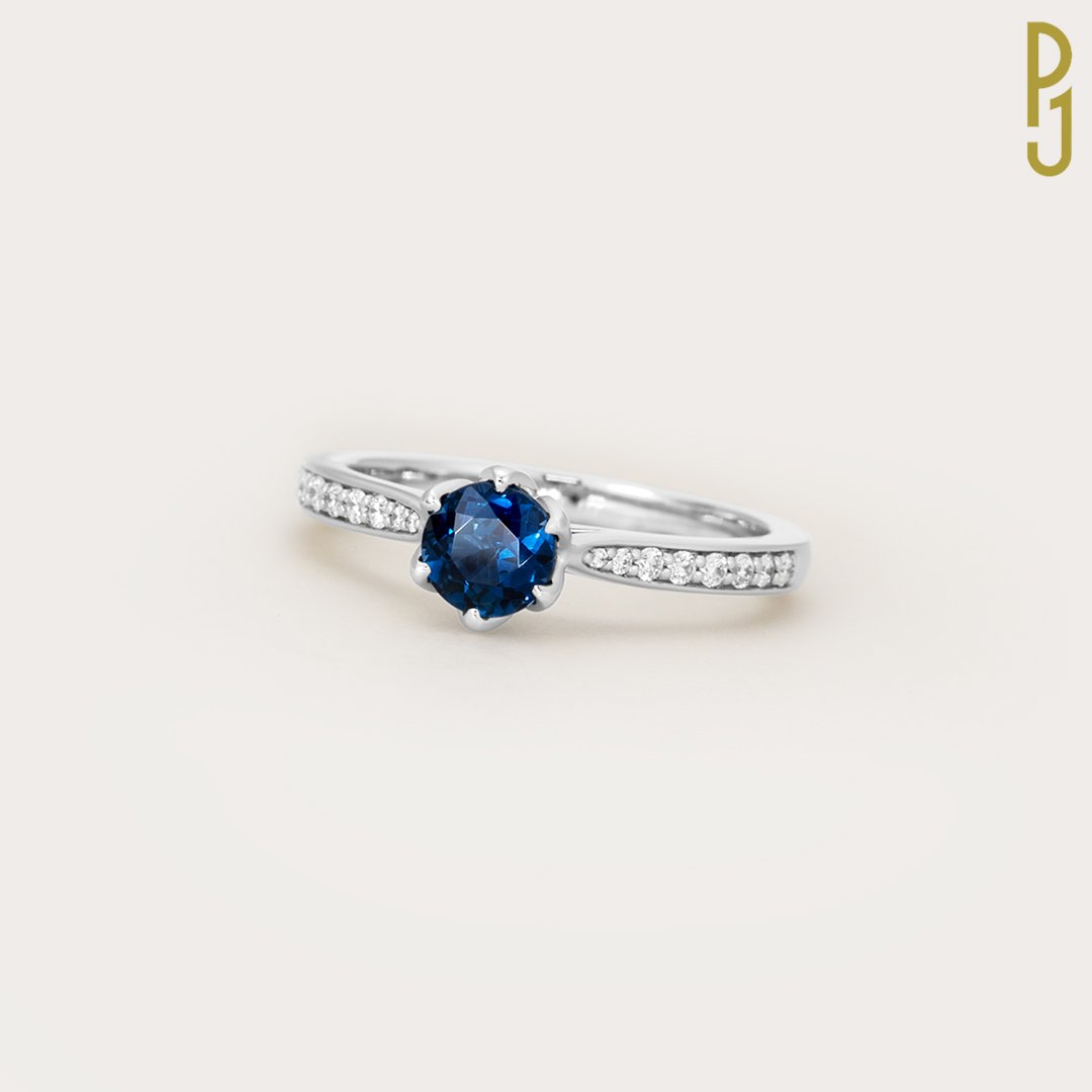 Engagement Ring Australian Blue Sapphire Platinum Diamond Tulip Philip's Jewellery Mackay.jpg