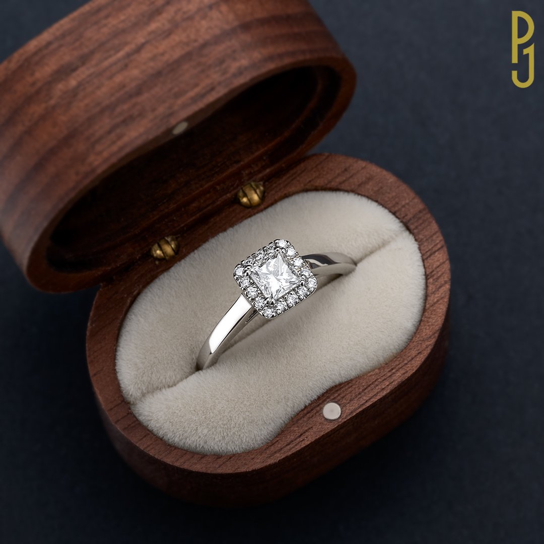 November Custom Design Engagement Ring Princess Diamond Halo Platinum Philip's Jewellery Mackay.jpg