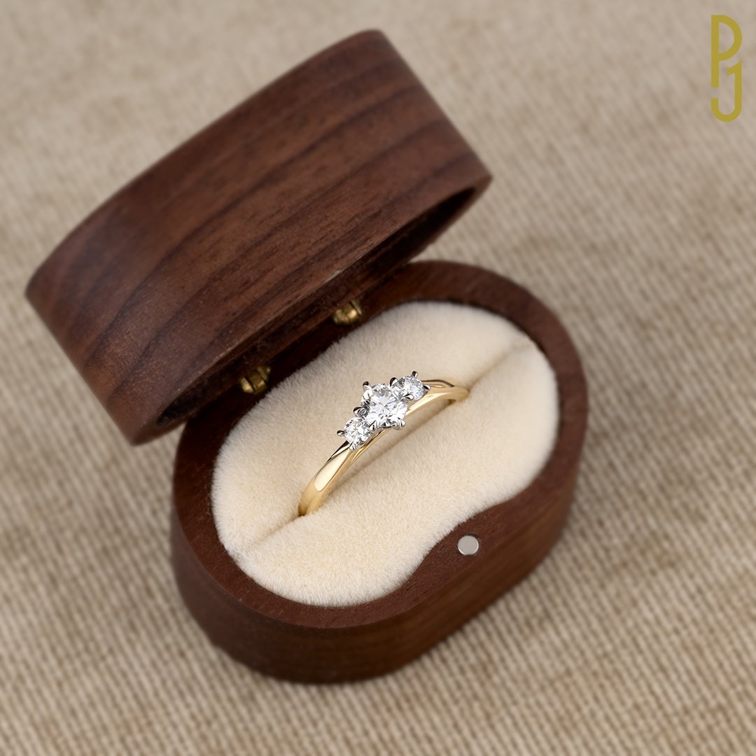 Custom Design Engagement Ring Three Diamonds Yellow Golf Philip's Jewellery Mackay.jpg