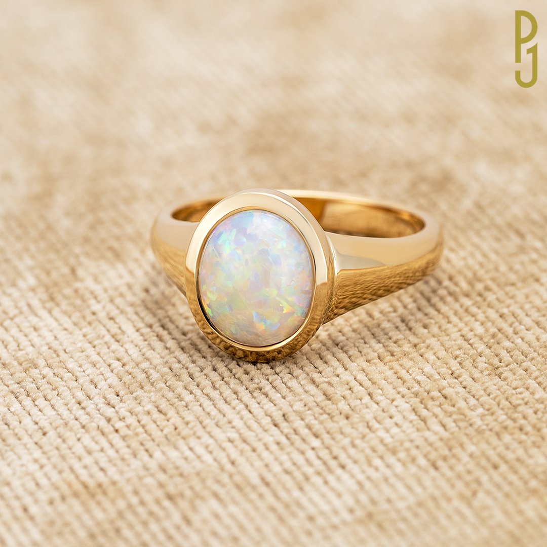 Custom Design Dress Ring White Opal Yellow Gold Philip's Jewellery Mackay.jpg
