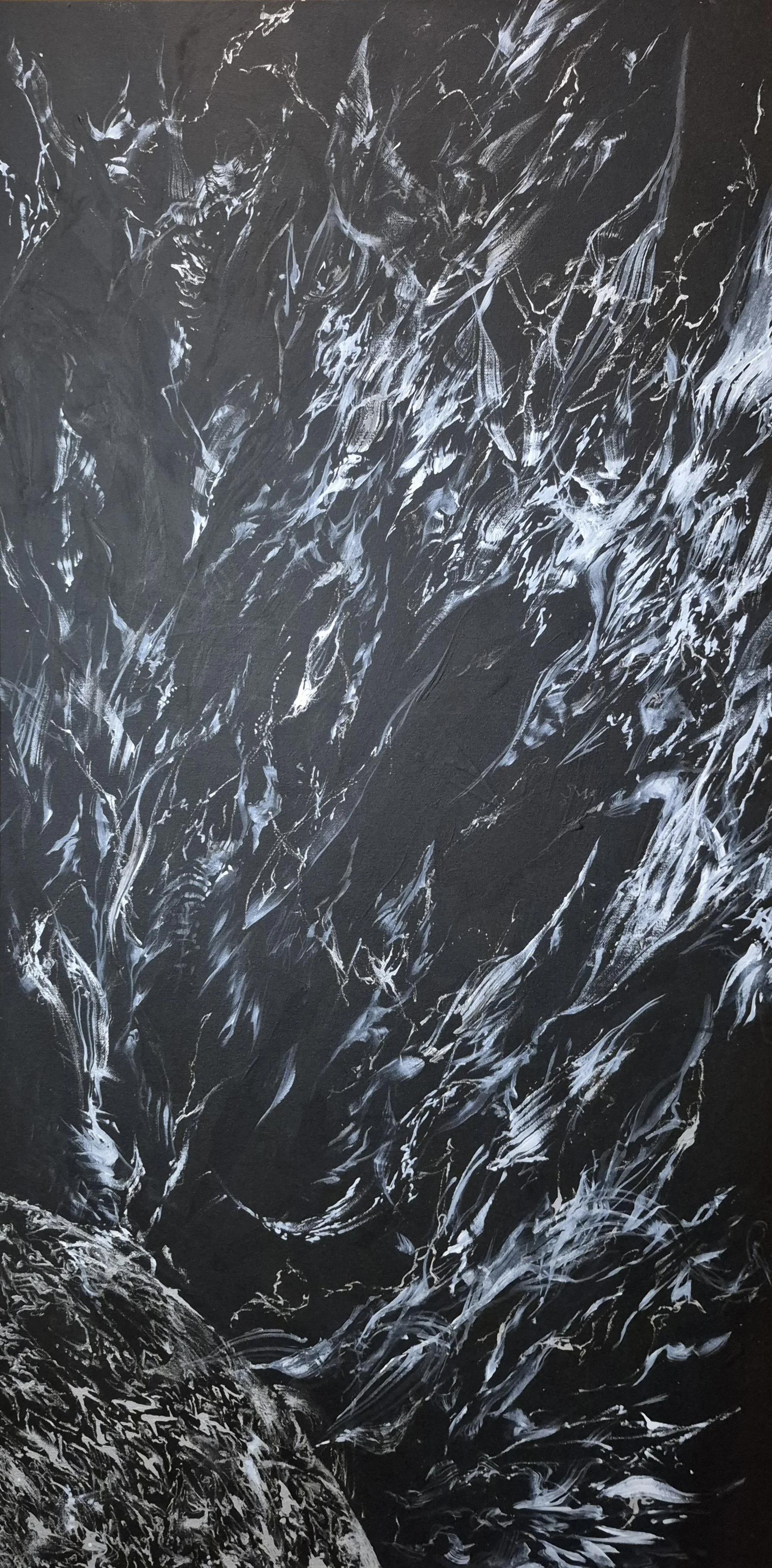  The Sun Was Never Afire. 2026. Acrylic on canvas. 24 × 48” inches  